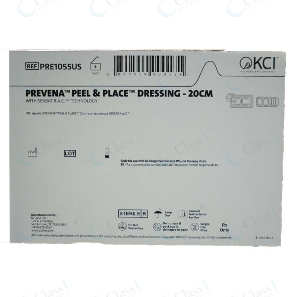 KCI Prevena Peel & Place Dressing and Patch Strips 20cm — SKU PRE1055US