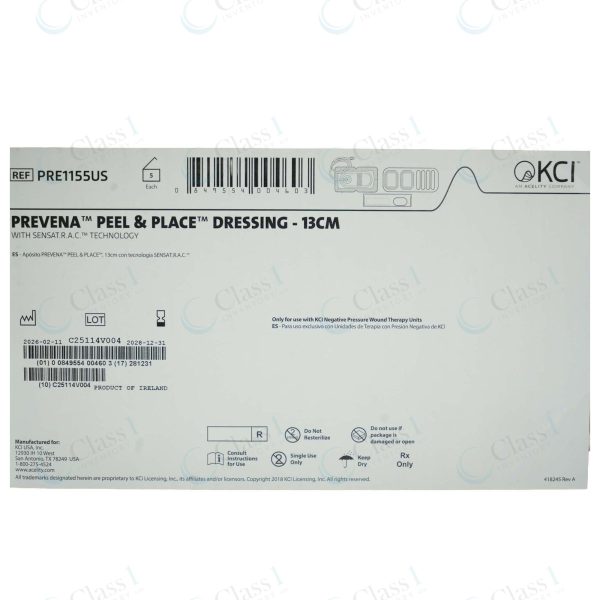 KCI Prevena Peel & Place Dressing 13 cm, sold by the box of 5 or individually. Part of our Negative Pressur — SKU PRE1155US