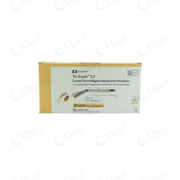 Covidien Signia Tri-Staple 2.0 Curved Tip Intelligent Reload & Introducer 30mm Vascular/Medium Tan — SKU SIG30CTAVM
