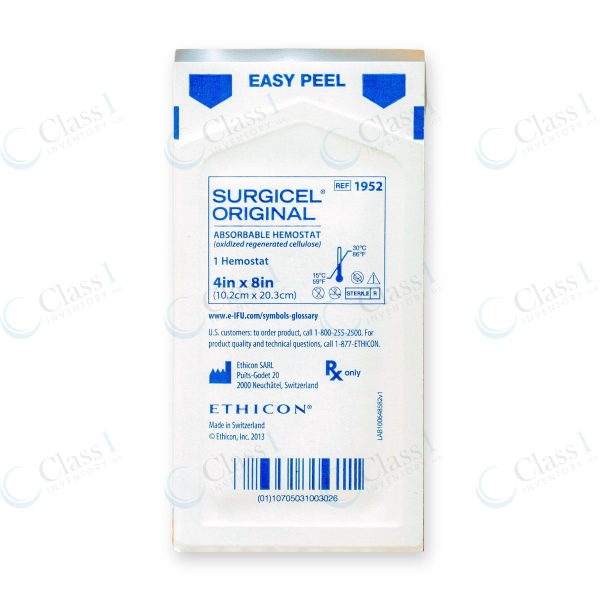 Ethicon Surgicel Original Absorbable Hemostat 4in x 8in, reference number 1952