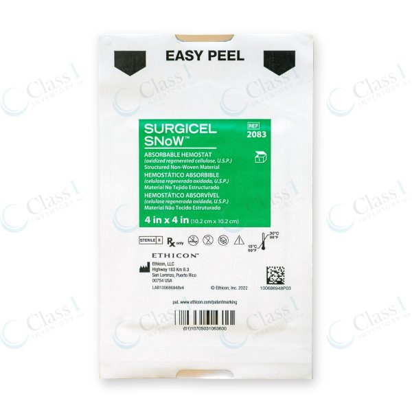 Ethicon Surgicel Snow Absorbable Hemostat 4"x4" (single unit), reference number 2083