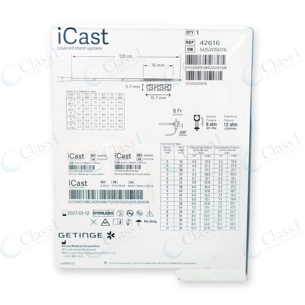 Getinge iCast Covered Stent System 6mm x 16mm x 120cm — SKU 42616 — alternate product view 1